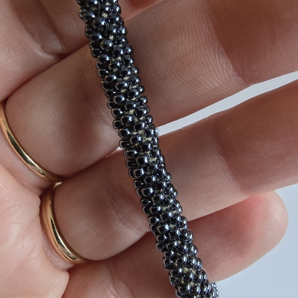 Bead bracelet roll on black glass beaded - Picture 4 of 6